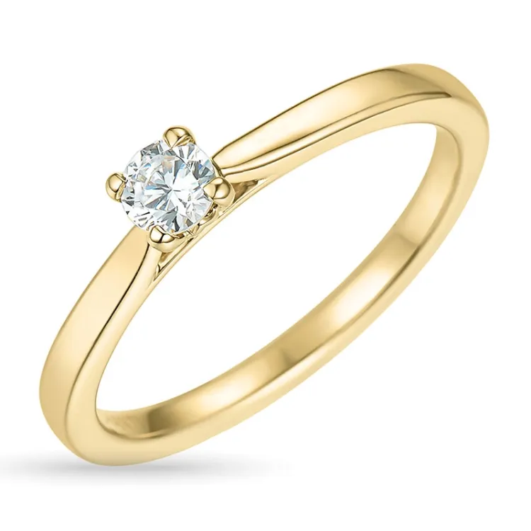 3,5 mm zirkon gullring i 9 karat gull