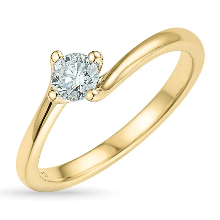 5,2 mm zirkon gullring i 9 karat gull