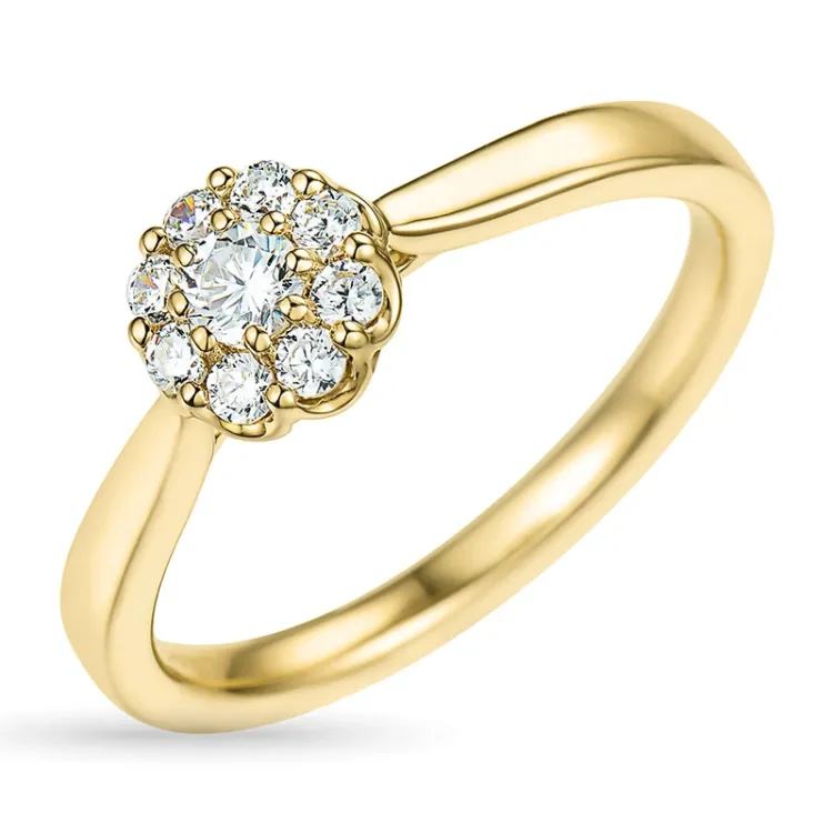 zirkon ring i 9 karat gull