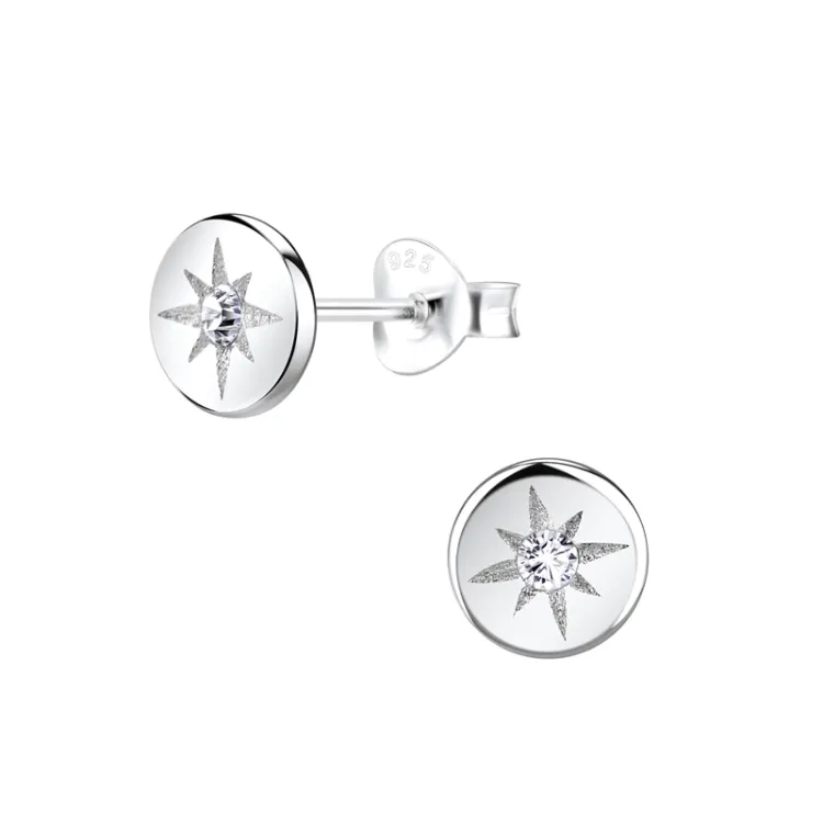 7 mm zirkon ørestikker i sølv