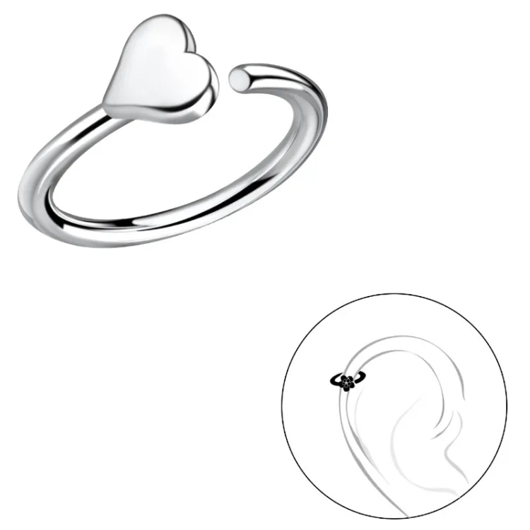 11 mm hjerte helix piercing i sølv