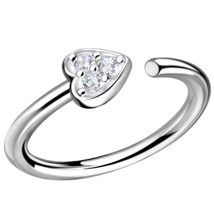11 mm hjerte zirkon helix piercing i sølv