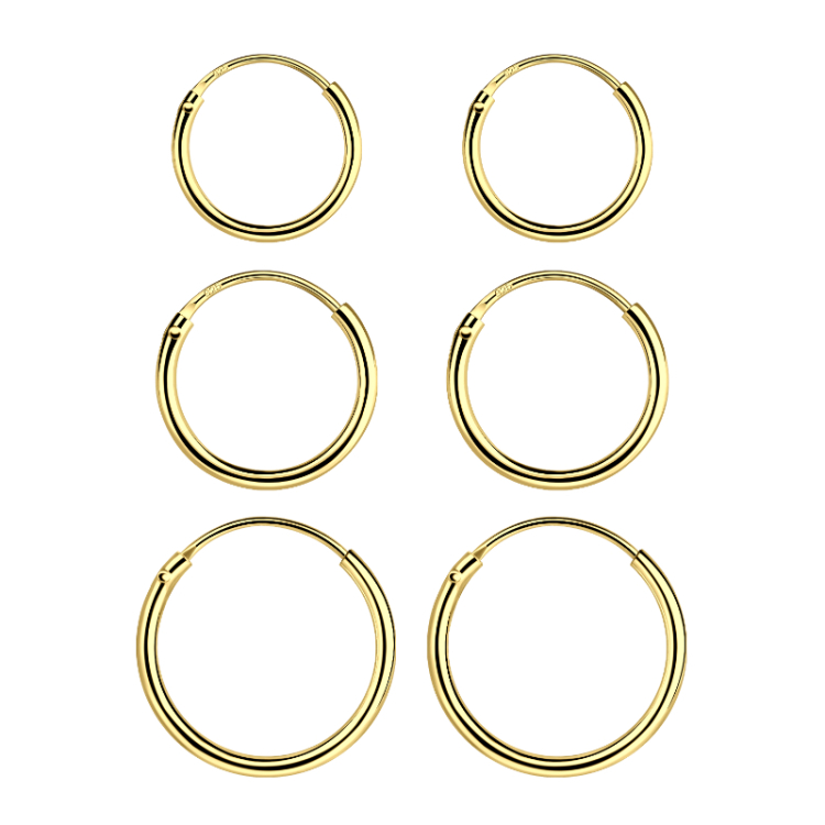 10 x 12 x 14 mm creol i forgylt sølv
