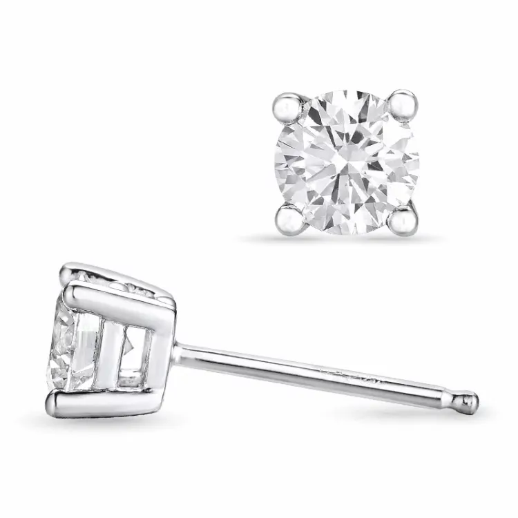 2 x 0,40 ct lab grown diamant hvitt gull solitaireørepynt i 14 karat hvitt gull med lab grown diamant 