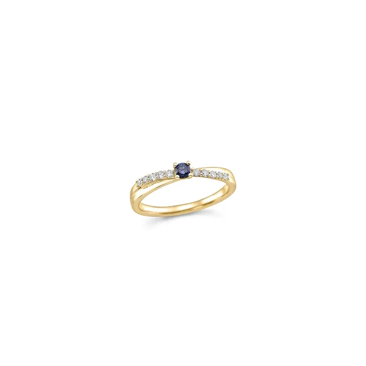 kolleksjonsprøve blå safir ring i 14 karat gull 0,15 ct
