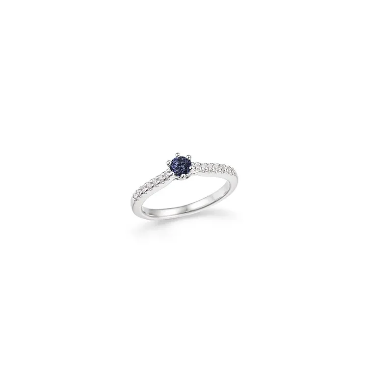 blå safir ring i 14 karat hvitt gull 0,14 ct