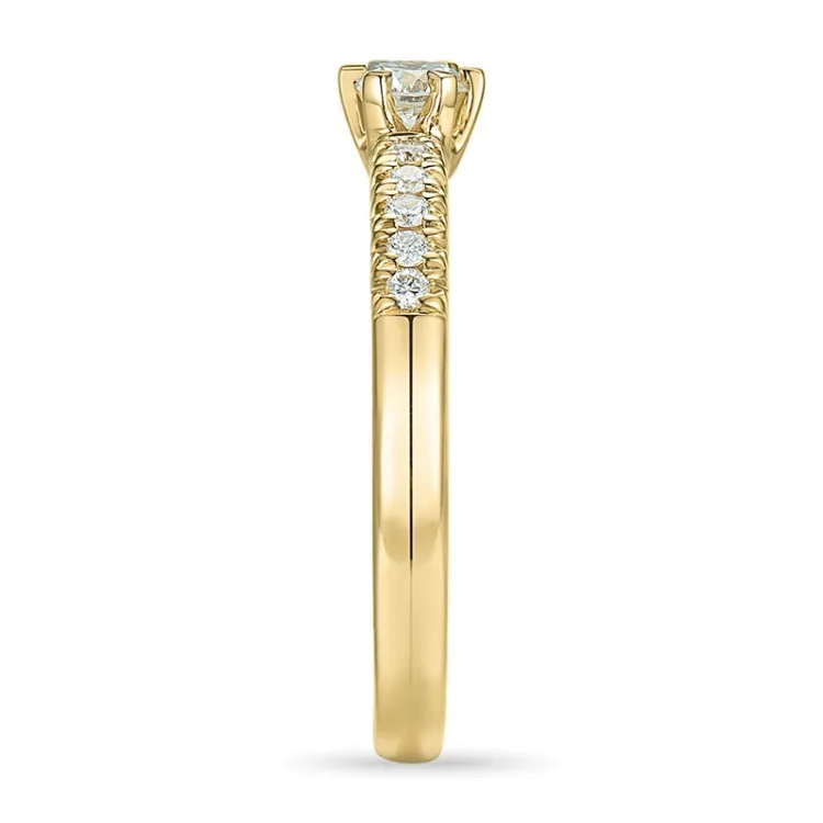 diamant gullring i 14 karat gull 0,18 ct 0,12 ct