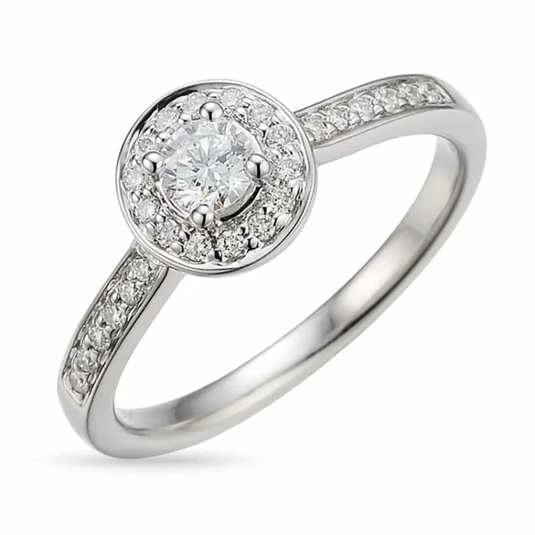 diamantring i 14 karat hvitt gull 0,34 ct