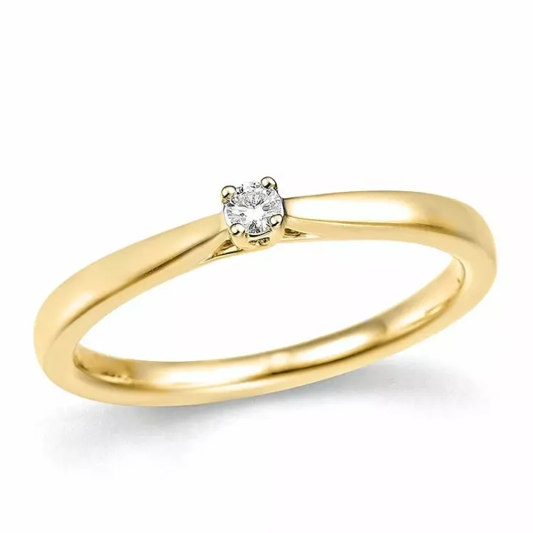 Smal diamant gullring i 14 karat gull 0,057 ct