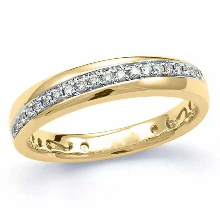 diamant ring i 14 karat gull og hvitt gull 0,122 ct