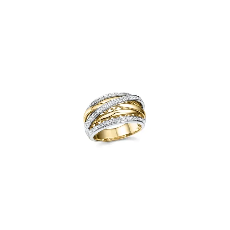bred diamantring i 14 karat gull og hvitt gull 0,35 ct