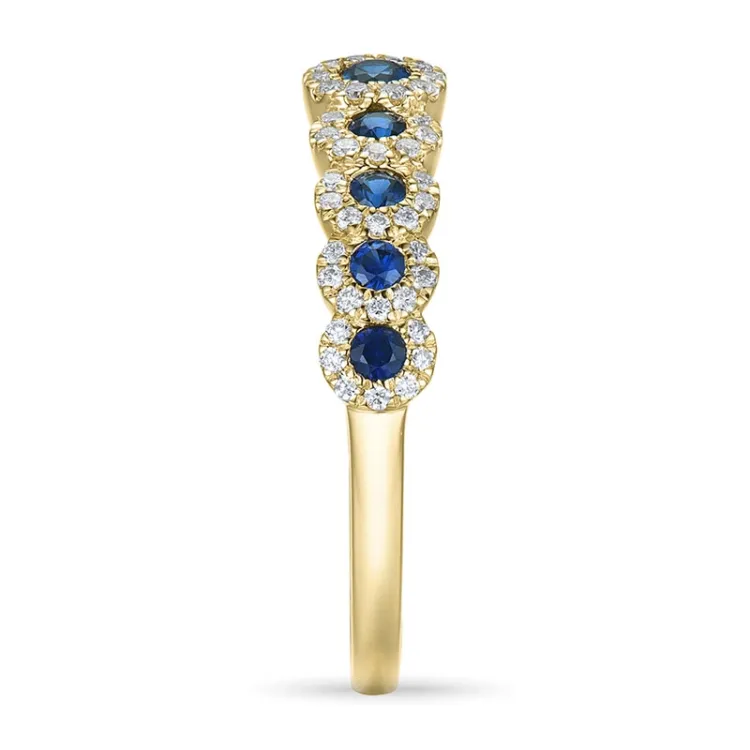 safir diamantring i 14 karat gull 0,23 ct 0,46 ct