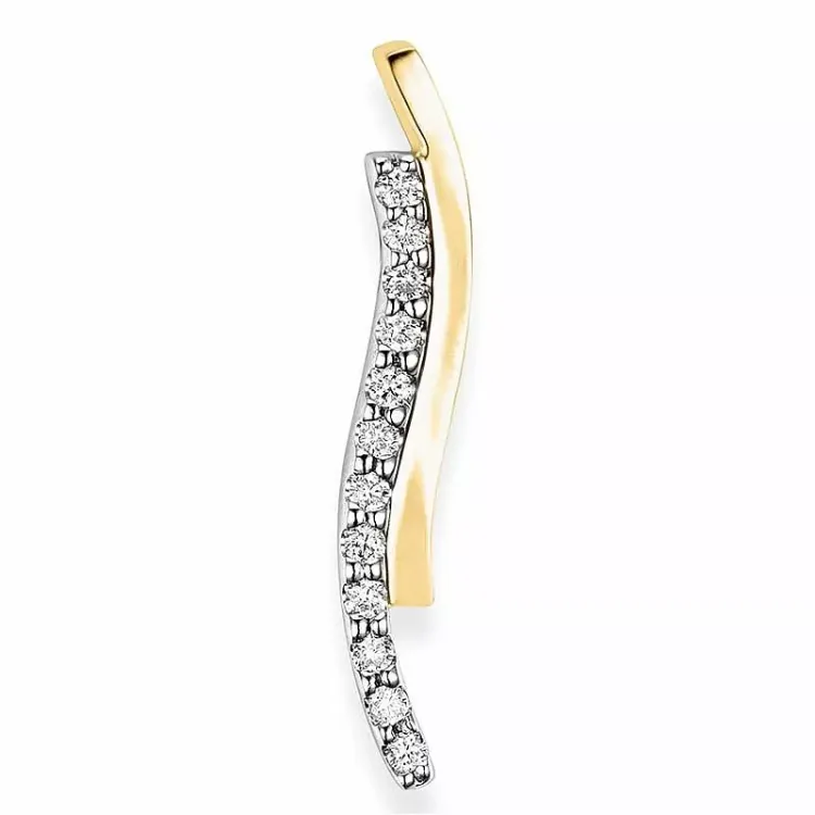 abstrakt diamantanheng i 14 karat gull og hvitt gull 0,12 ct