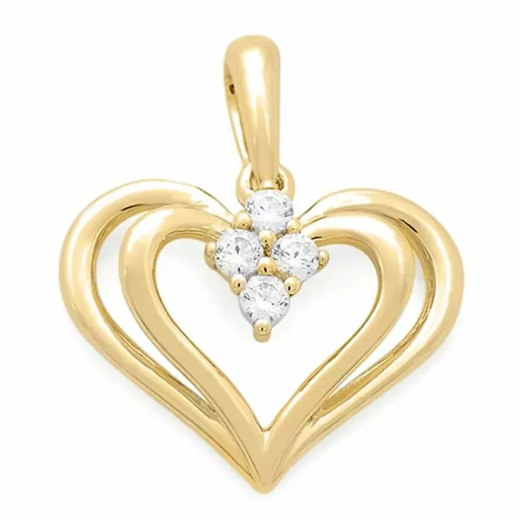 hjerte diamantanheng i 14 karat gull 0,12 ct