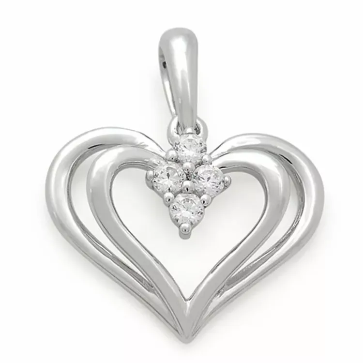 hjerte diamantanheng i 14 karat hvitt gull 0,12 ct