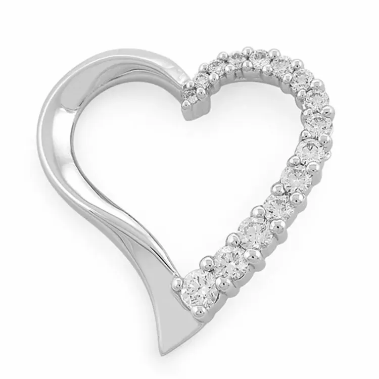 hjerte diamantanheng i 14 karat hvitt gull 0,37 ct