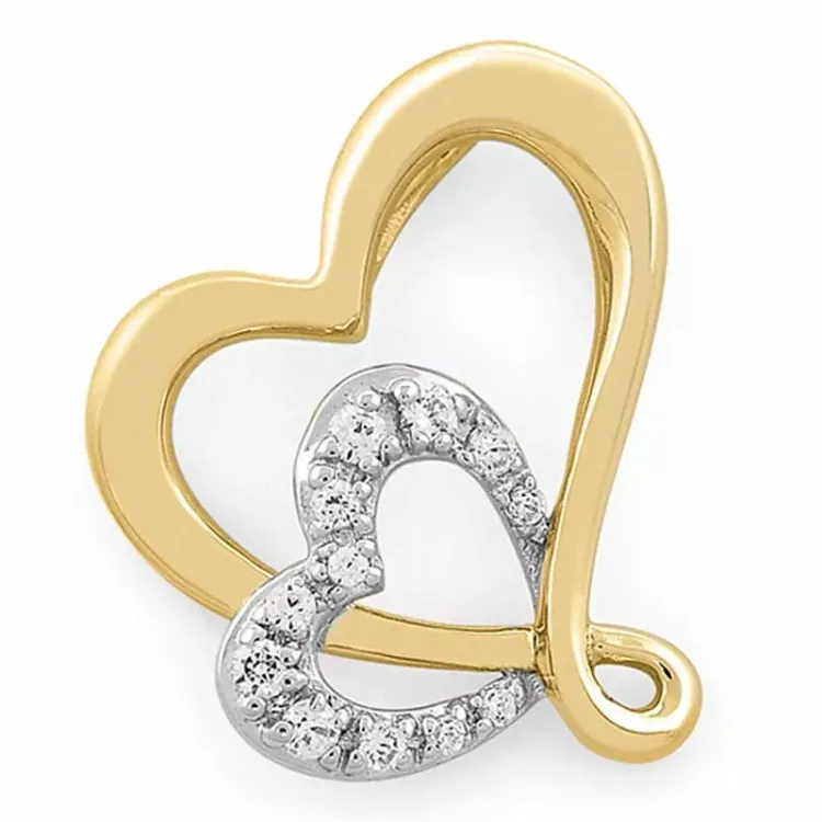 hjerte diamantanheng i 14 karat gull og hvitt gull 0,08 ct