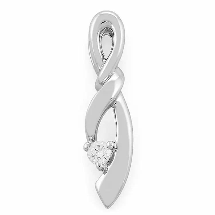 abstrakt diamantanheng i 14 karat hvitt gull 0,03 ct