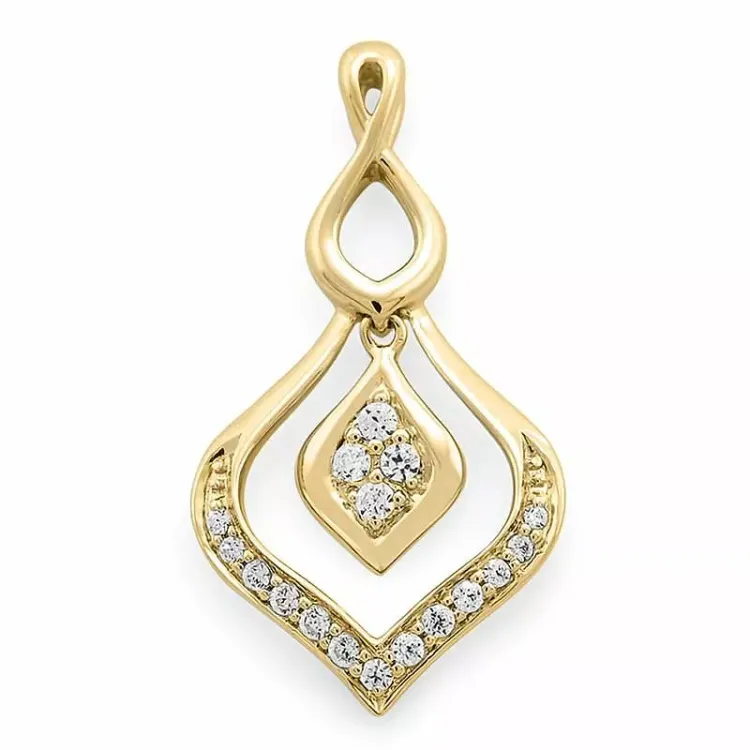 Stort diamantanheng i 14 karat gull 0,16 ct
