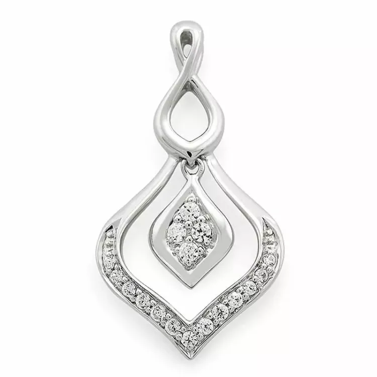 diamantanheng i 14 karat hvitt gull 0,16 ct