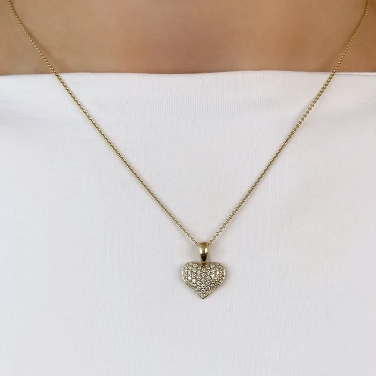 hjerte diamantanheng i 14 karat gull 0,35 ct