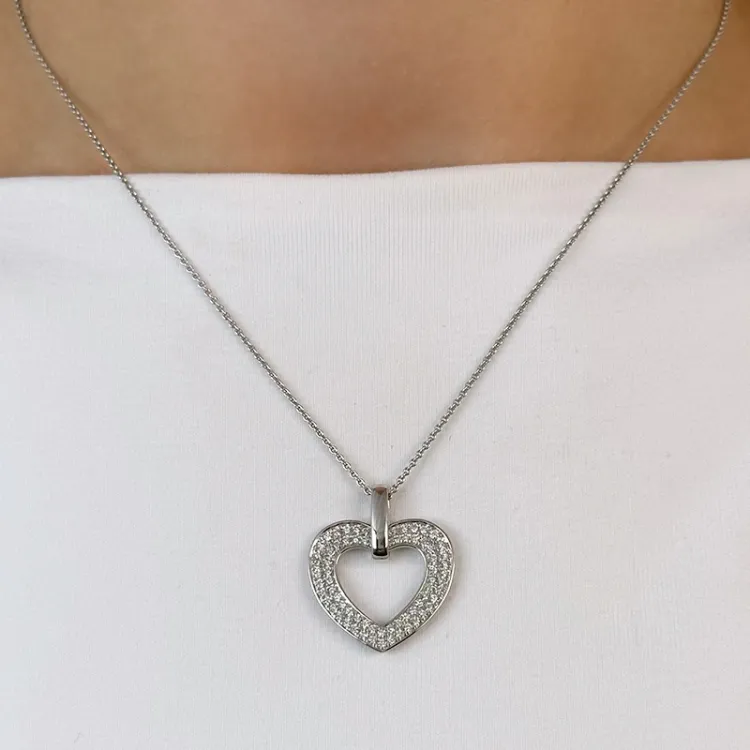 hjerte diamant anheng i 14 karat hvitt gull 0,502 ct