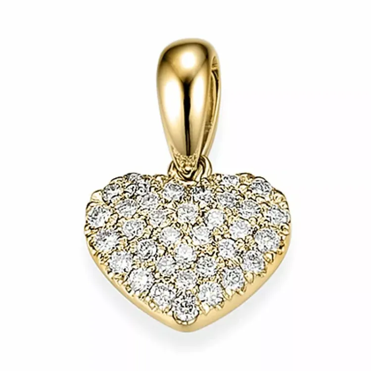 hjerte diamant anheng i 14 karat gull 0,25 ct