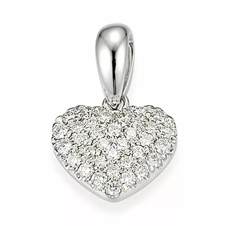 hjerte diamant anheng i 14 karat hvitt gull 0,25 ct