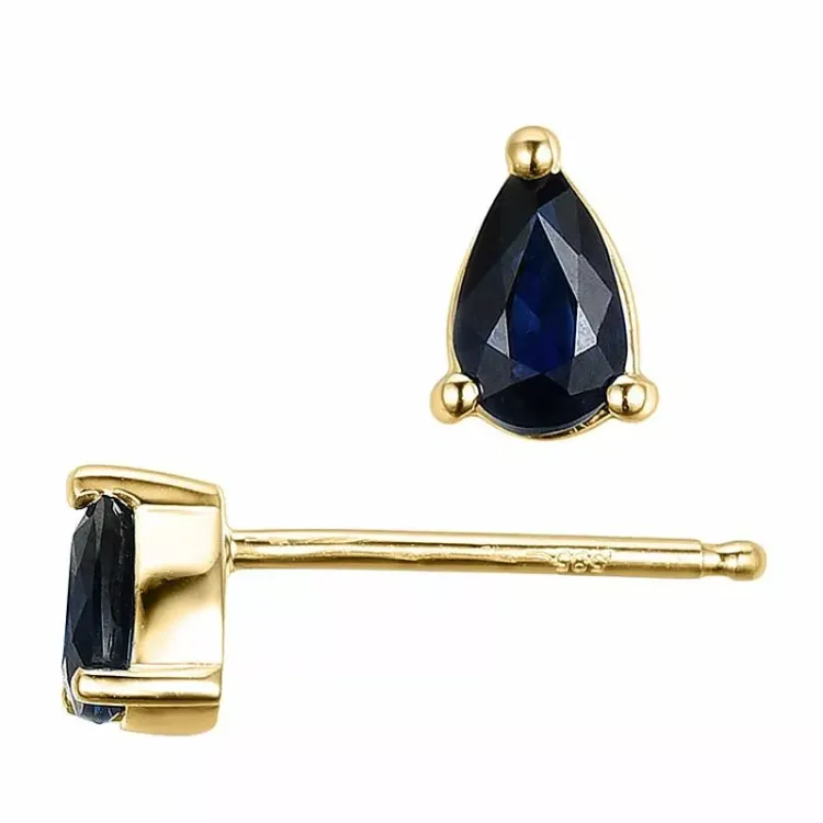 2 x 0,28 ct smykke blå safir ørestikker i 14 karat gull med safir