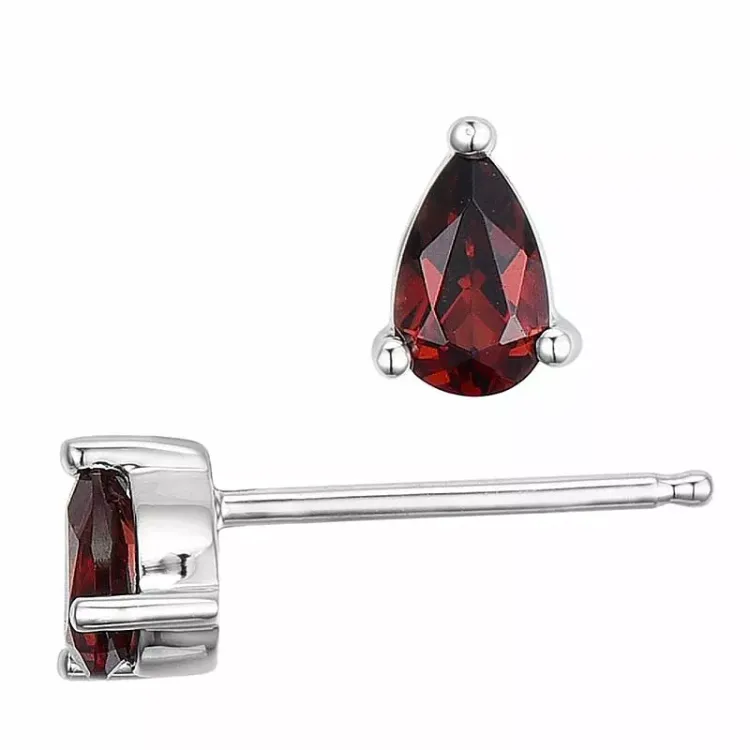 2 x 0,33 ct smykke granat ørestikker i 14 karat hvitt gull med granat