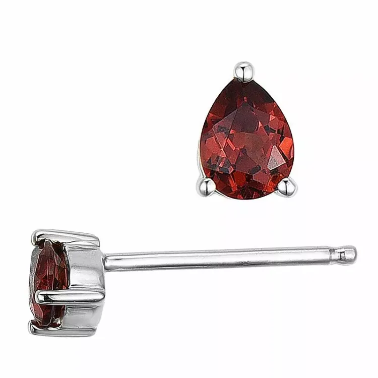 2 x 0,23 ct granat ørestikker i 14 karat hvitt gull med granat