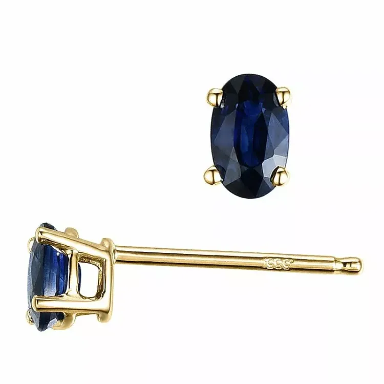 2 x 0,35 ct blå safir ørestikker i 14 karat gull med safir