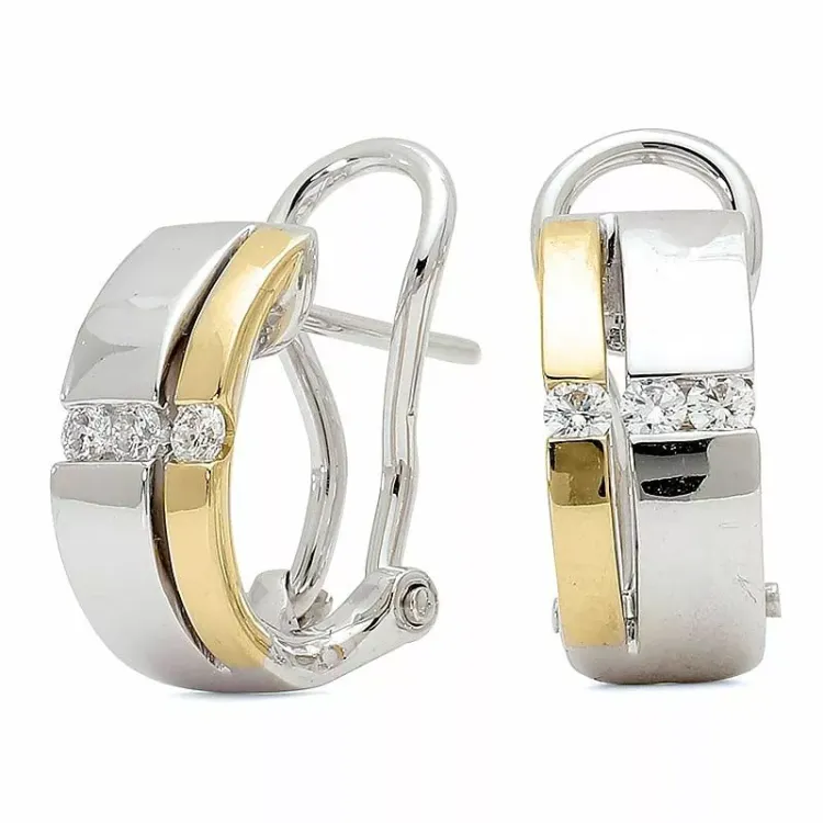 Runde diamant creol i 14 karat gull og hvitt gull med diamanter