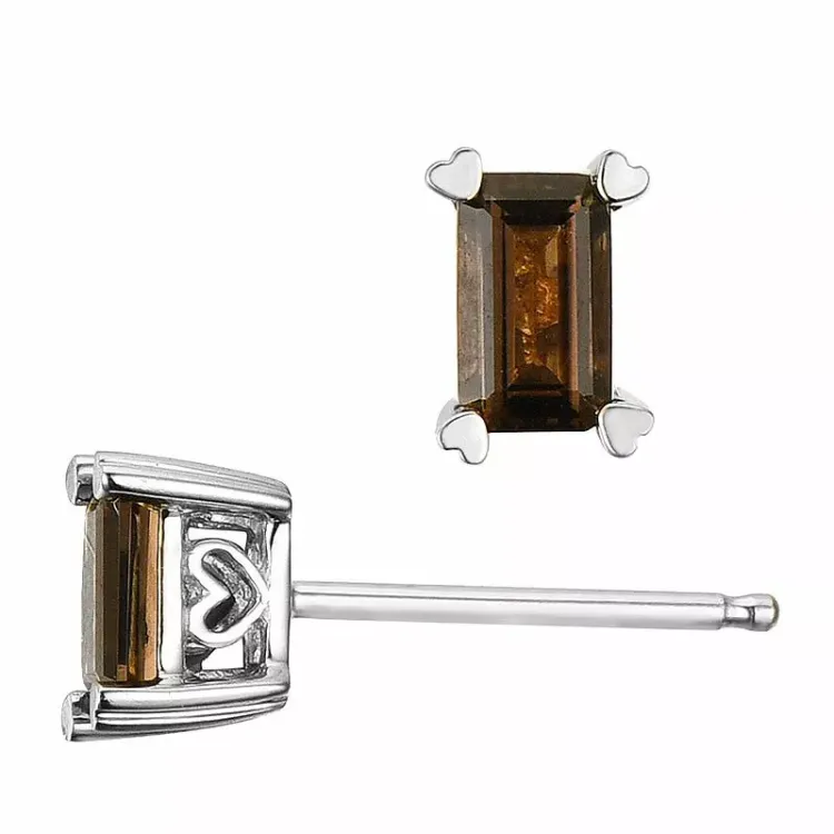 2 x 0,28 ct kvarts ørestikker i 14 karat hvitt gull med kvarts