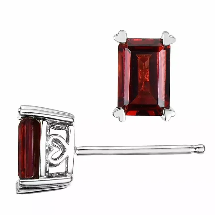 2 x 0,75 ct smykke granat ørestikker i 14 karat hvitt gull med granat