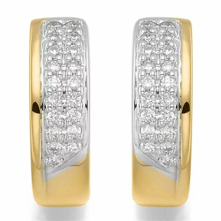 14 mm diamant creol i 14 karat gull og hvitt gull med diamant 