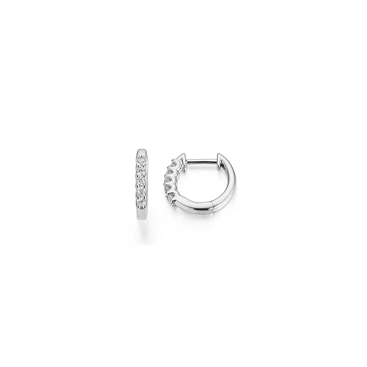 13 mm diamant creol i 14 karat hvitt gull med diamant