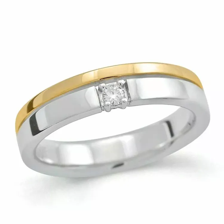 diamantring i 14 karat gull og hvitt gull 0,05 ct