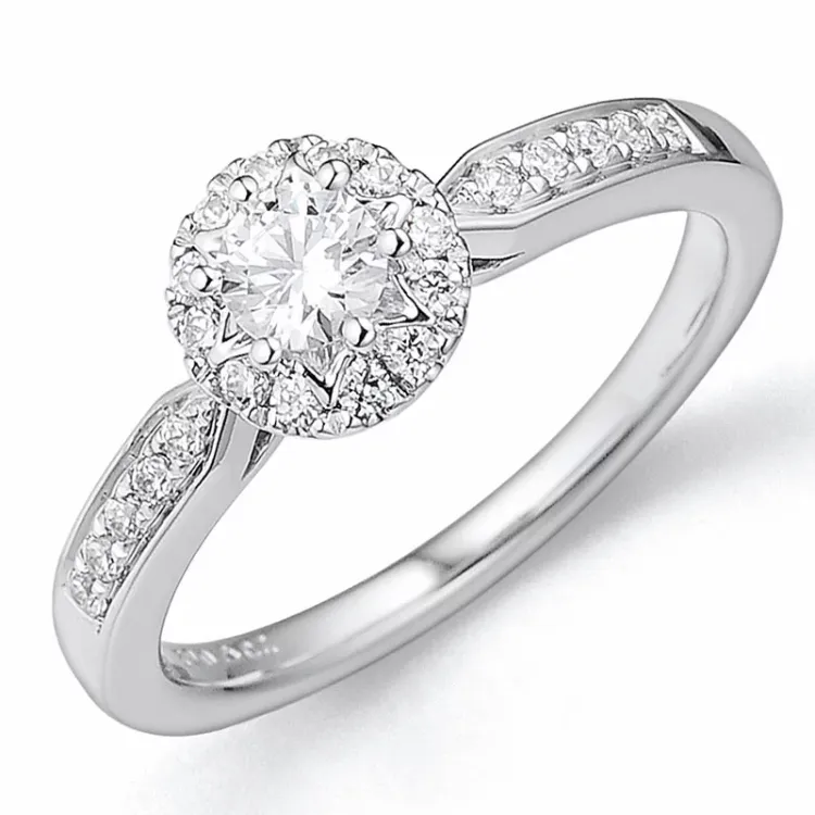 briljantring i 14 karat hvitt gull 0,25 ct 0,20 ct