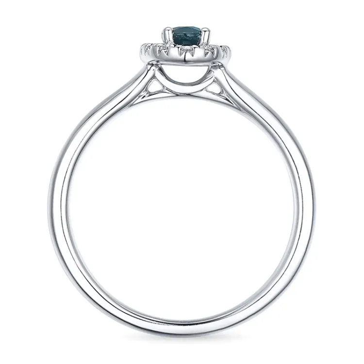 Safir rosettring i 14 karat hvitt gull 0,12 ct 0,65 ct
