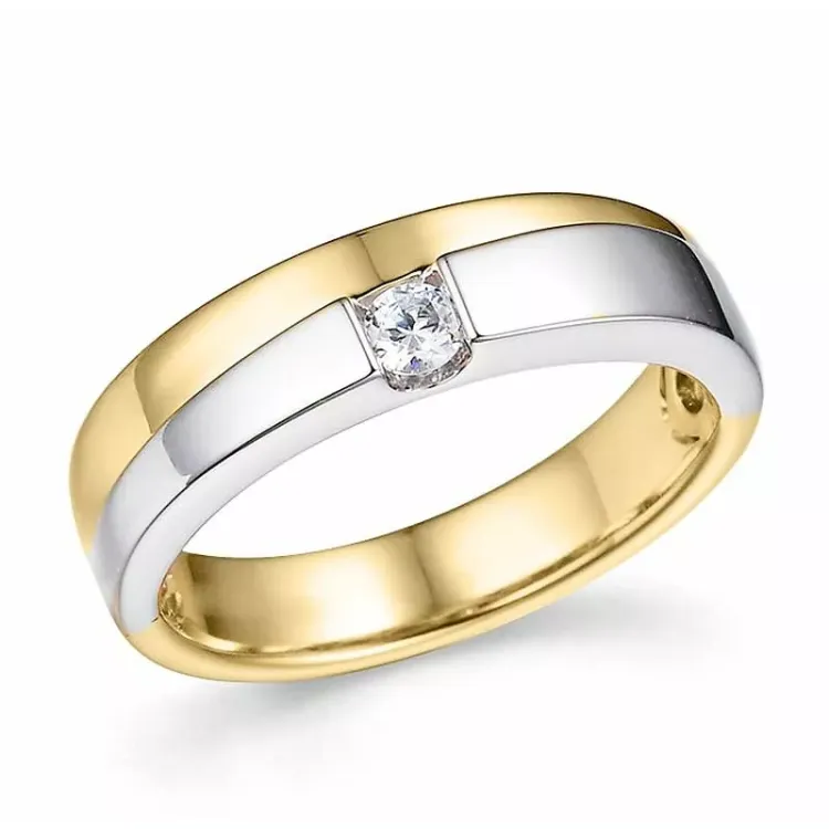 abstrakt diamant ring i 14 karat gull og hvitt gull 0,1 ct