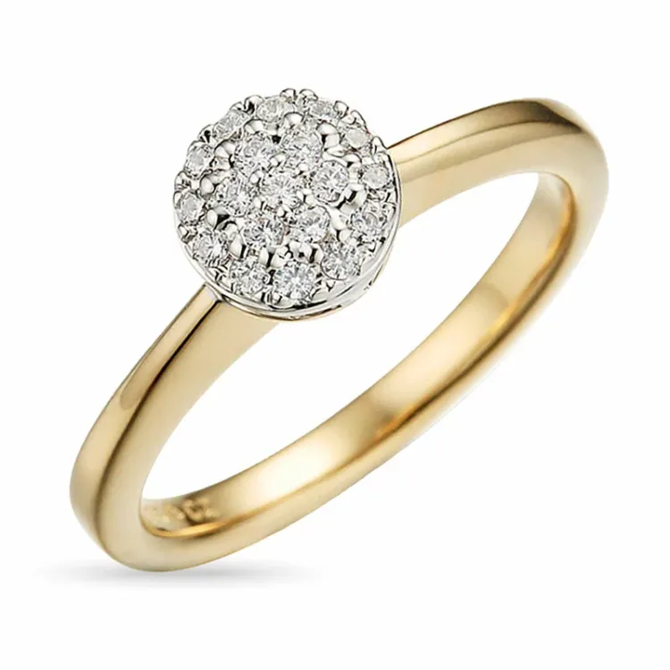 rund diamant ring i 14 karat gull og hvitt gull 0,161 ct