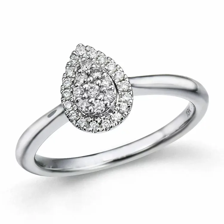 kolleksjonsprøve diamantring i 14 karat hvitt gull 0,18 ct