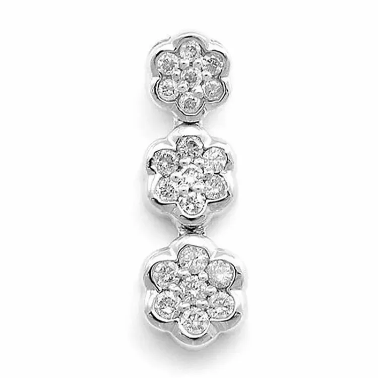 blomst diamantanheng i 14 karat hvitt gull 0,15 ct