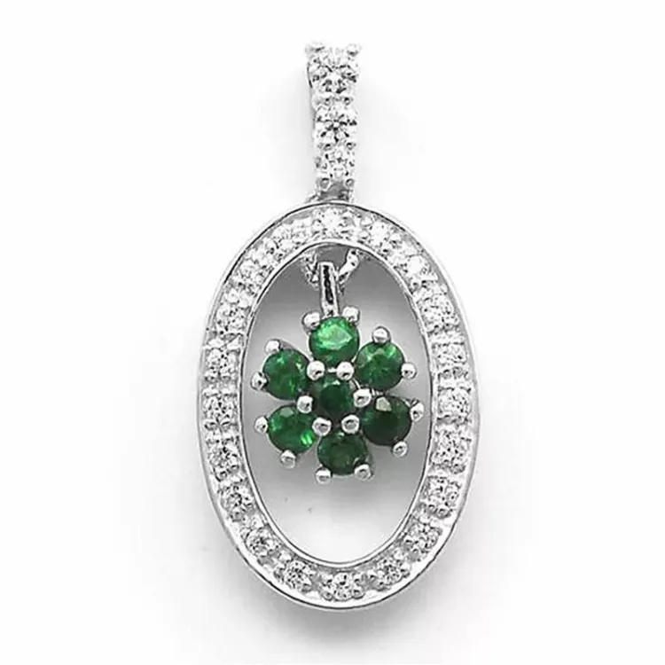 smaragd diamantanheng i 14 karat hvitt gull 0,17 ct 0,25 ct