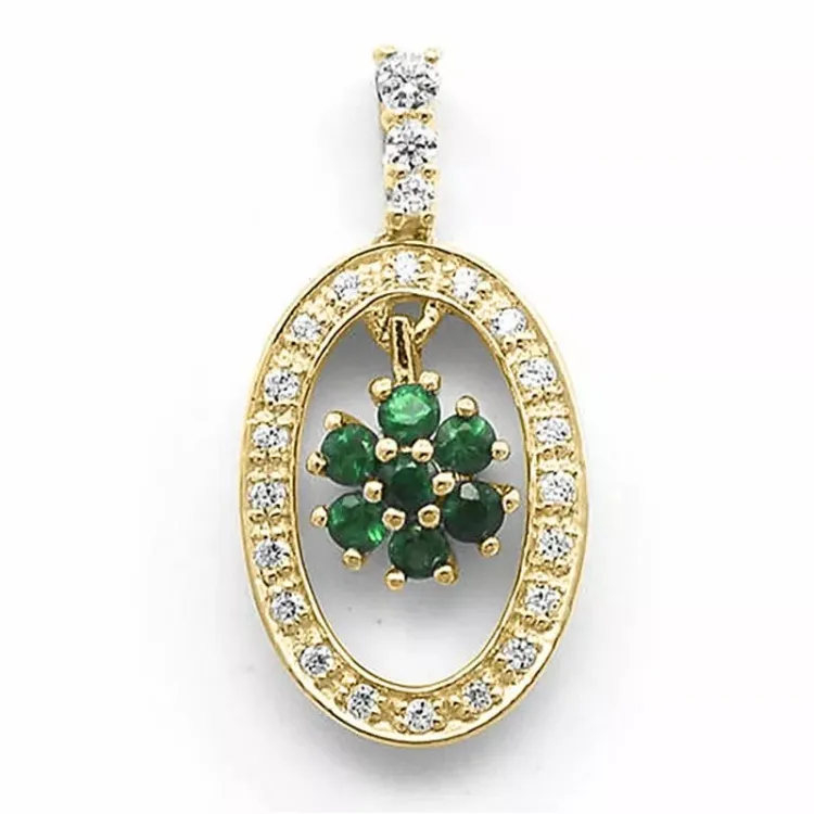 smaragd diamantanheng i 14 karat gull 0,17 ct 0,25 ct