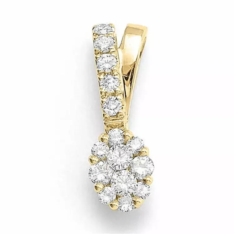 ovalt diamantanheng i 14 karat gull 0,27 ct