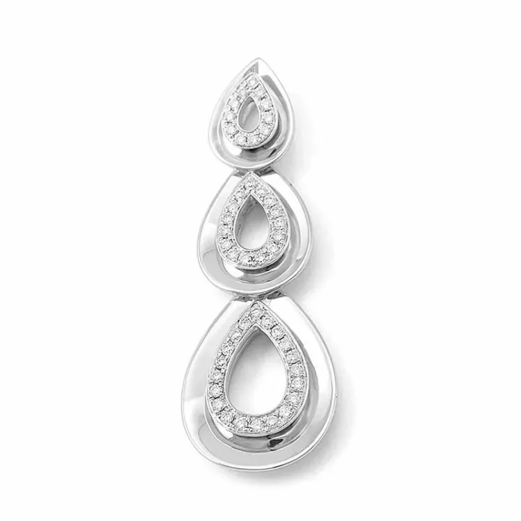langt diamantanheng i 14 karat hvitt gull 0,25 ct