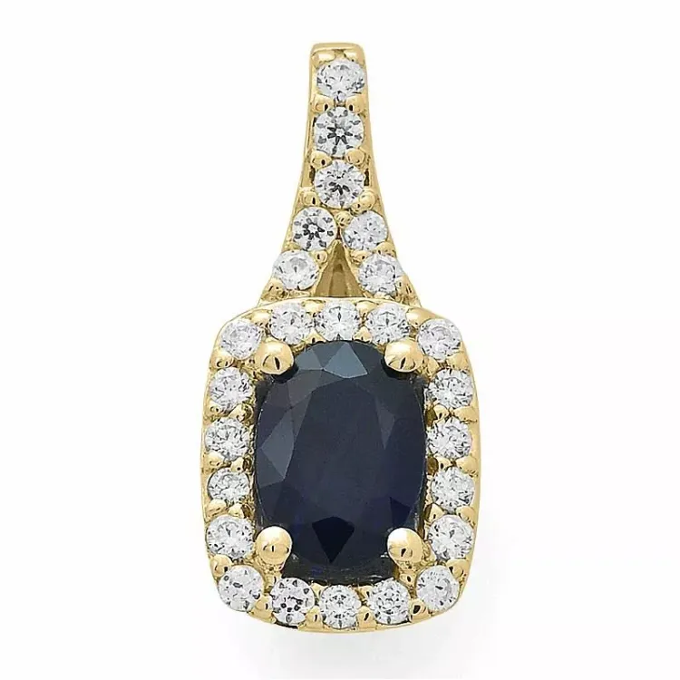 firkantet safir diamantanheng i 14 karat gull 0,30 ct 1,05 ct