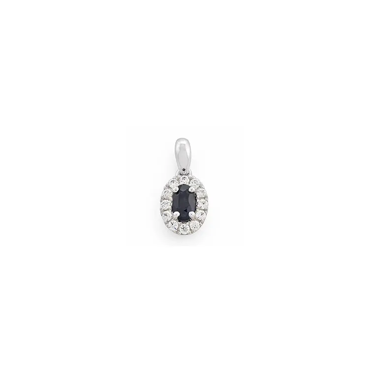 safir rosettanheng i 14 karat hvitt gull 0,35 ct 0,15 ct